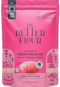 The Better Flour – Iron Rich Beetroot Atta, Healthy Low carb Keto Atta | Gluten-free | Iron Rich | Beetroot, White Chickpea & Millet Flour (500gm)