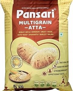 Pansari 100% Natural Multi-Grain Wheat Atta | 10 Grain Blend | Freshly Milled | No Preservatives | High Fiber & Nutrient-Rich Flour | Gut Health & Digestion Support | 5Kg