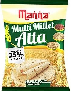 Manna Multigrain Atta/Multi Millet Atta 1Kg | Diabetic Friendly | Low GI Wheat Flour with 25% Millets | High Protein & Fibre | Low sugar | For Weight Loss