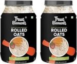 True Elements Rolled Oats 1.2kg (Pack of 2) | 100% Whole Grain | High Fiber & Protein | Healthy Breakfast Cereal | Jumbo Oats useful for oatmeal | Diet Food for Weight Management