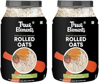 True Elements Rolled Oats 1.2kg (Pack of 2) | 100% Whole Grain | High Fiber & Protein | Healthy Breakfast Cereal | Jumbo Oats useful for oatmeal | Diet Food for Weight Management