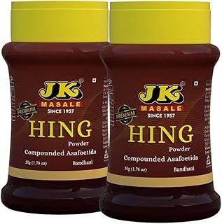 JK Strong Asafoetida | Strong Organics Hing | Indian Spices & Masala | Compounded Hing |Hing Powder | Hing | (50g Pack of 2)