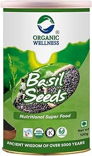 Organic Wellness - Basil Seeds (Sabja/Tukmaria) I High in Fiber I Helps Digestion & Weight Loss I For Drink 100g - Pack of 1