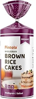 PINTOLA Organic Brown Rice Cake - Multigrain (Salted, Pack of 1) (130 g), Gluten-Free Snack for Weight Loss, Made with 9 Wholegrains, Soy and Yeast-Free, Taste Best With Peanut Butter, Low Fat, 30 calorie per cake