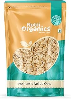 NutriOrganics Rolled Oats 1 Kg - Diet Food | 100% Wholegrain Jumbo Oats | Oats For Weight Management | High Fibre Breakfast | Rich In Protein