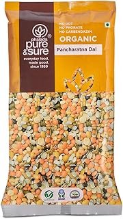 Pure & Sure Organic Pancharatna (Mix) Dal 500G | 100% Organic Pulses with High Protein & Other Health Benefits | Unpolished & Unadulterated | Chemical Free| Patented Steam Sterilized
