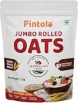 Pintola Oats 1kg, Rolled Oats, Diet Food, Weight Management, Natural Whole Grain, High in Fibre & Protein, Jumbo Rolled, Breakfast Cereals, Gluten Free Oatmeal, Dalia Porridge