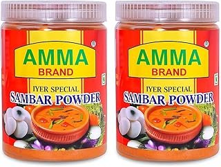 AMMA Sambar Powder, Mixed Masala for South Indian Curry, 300g Pack of 2, Vegetarian