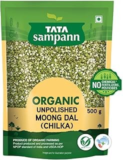 Tata Sampann Organic Moong Chilka Dal, 500 g