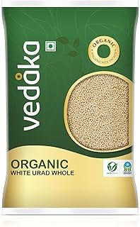 Amazon Brand - Vedaka Organic White Urad Dal | Whole | 1 Kg | Naturally Rich in Protein | Naturally Cholesterol Free | No Added Additive