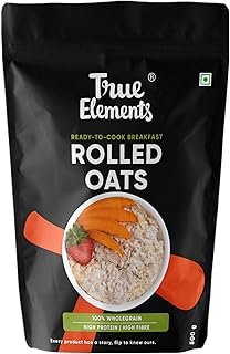 True Elements Rolled Oats 500g - Rolled Oats for Weight Management | Nutritious Breakfast | Rich in Protein | Gluten free Oats Combo | High Fibre Breakfast | 100% Wholegrain