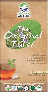 Organic Wellness Original Tulsi Tea II 25 Tea Bags II Staple Free II Herbal Tulsi Tea II Green Tea