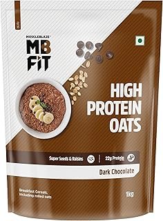 MuscleBlaze Fit High Protein Oats (Dark Chocolate, 1kg) | 22g Protein | Breakfast Cereals for Weight Management