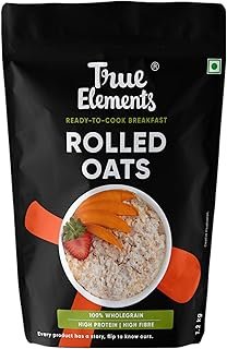 True Elements Rolled Oats 1.2 kg - Diet Food | 100% Wholegrain | Rich in Protein | Gluten Free | Oats for Weight Management | High Fibre | Jumbo Oats useful for oatmeal