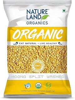 Natureland Organics Moong Dal Yellow/Split Washed 500 Gm - Organic Healthy Pulses