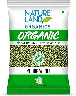 Natureland Organics Moong Sabut/Whole Daal 1 Kg - Organic Healthy Pulses