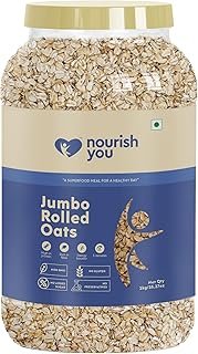 Nourish You Rolled Oats 1.2 kg – 100% Wholegrain Oatmeal | High Fiber & Protein-Rich Breakfast Cereal | Diet Food for Weight Management | Gluten-Free | No Added Sugar
