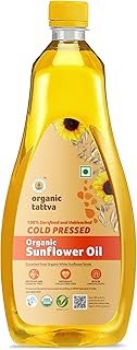 Organic Tattva - Organic Cold Pressed Sunflower Oil 1 Litre Bottle - Unrefined Oil | for Healthy Heart and Digestion | Pack of 1