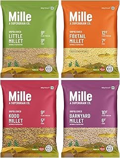Mille Grains Combo | Foxtail Millet, Little Millet, Kodo Millet and Barnyard Millet | Rice Replacement | 500 g X 4