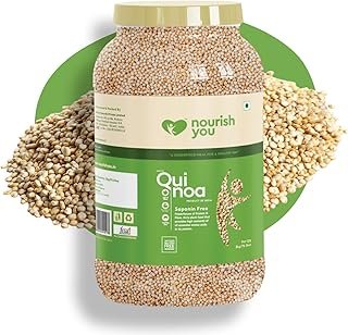 Nourish You White Quinoa Seeds 2Kg Jar | Healthy Food | Gluten-Free | Saponin Free | High Protein & Fiber | Diet Food | 100% Wholegrain Breakfast Cereal