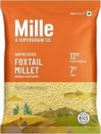 Mille Foxtail Millet Whole Grain | Certified Low GI | Rice Replacement | High Fibre and Plant Protein | Gluten Free | Cooks in 10 minutes | Can be used to cook Biryani, Lemon Puliyogare | Unpolished, Toasted, No Soaking Required | Kangni/Kakum/Navani/Korralu/Korra/Thinai, 500g