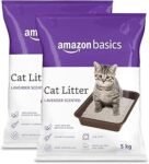 Amazon Basics Scoopable Smart White Bentonite Scented Cat Litter | 10 Kg | 5 Kg X 2 Packs | Organic | Bentonite From Turkey | Dust-Free | Lavender Fragrance