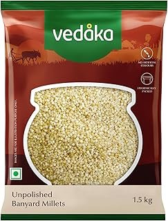 Amazon Brand - Vedaka Unpolished Barnyard Millets | 1.5 Kg | Jhangora/Udalu/Khira/Kuthiraivally/Kodisama/Siridhanya/Swank