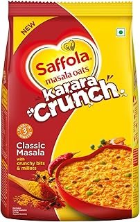 Saffola Masala Oats Karara Crunch, 500g | Tasty Evening Snack, Classic Masala with crunchy bits and millets