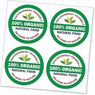 PG Creations 100% Natural Organic Food Stickers, 1.5x1.5 Inch, Medium Size Paper Labels, Green, Pack of 1000
